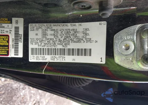 2012 Toyota Tundra Grade 5.7L V8 from USA, damaged, VIN 5TFUW5F16CX237813